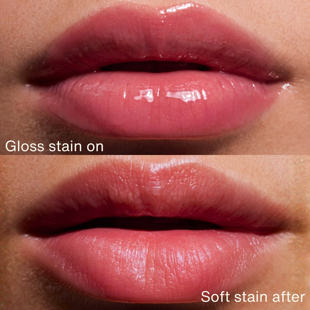 KISS OFF Glossy Lip Stain — Soft Launch