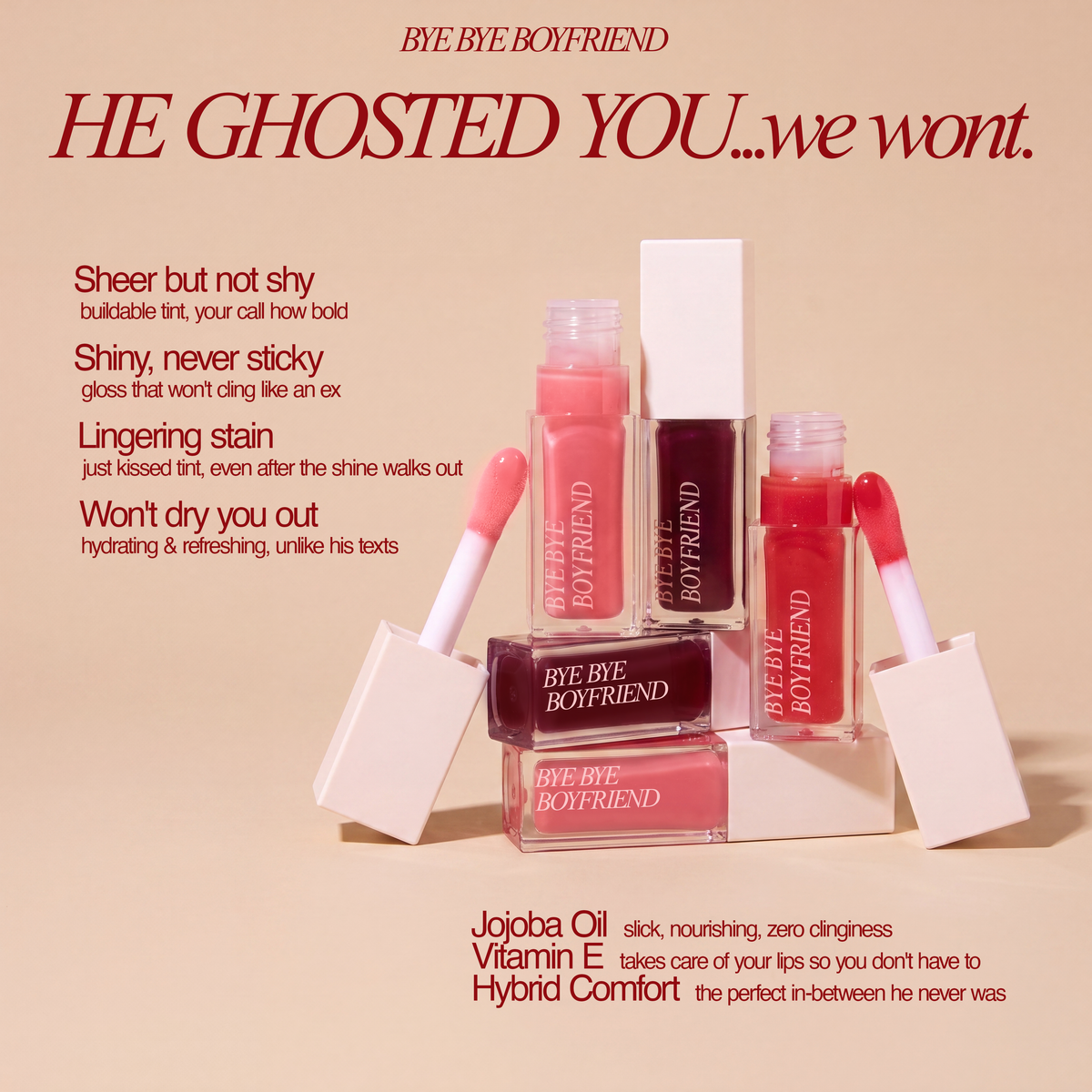 KISS OFF Glossy Lip Stain — Soft Launch