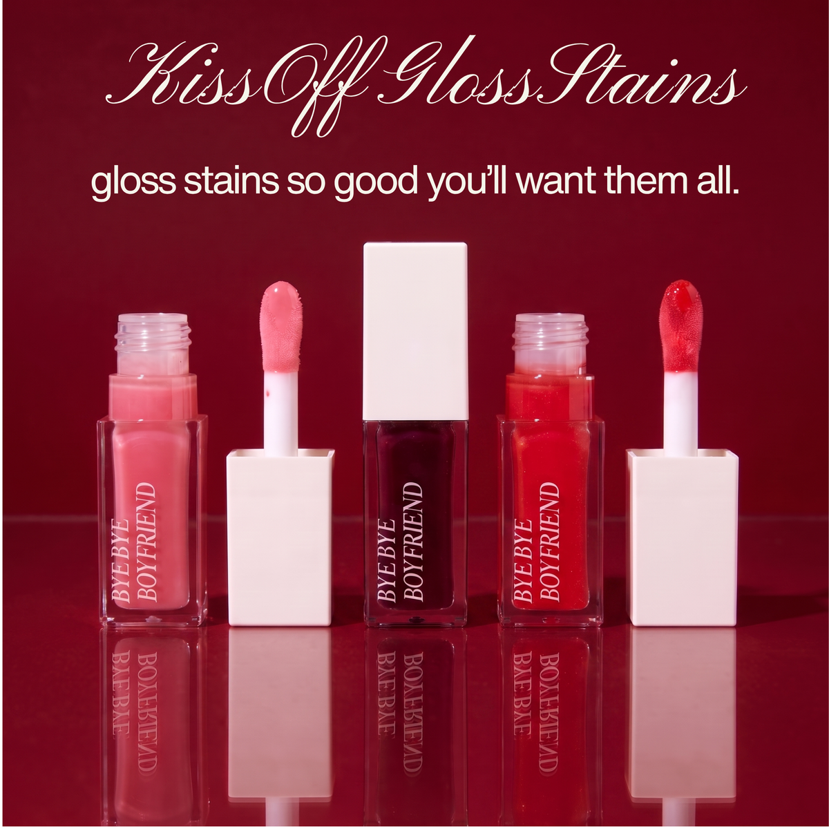 KISS OFF Glossy Lip Stain — Soft Launch