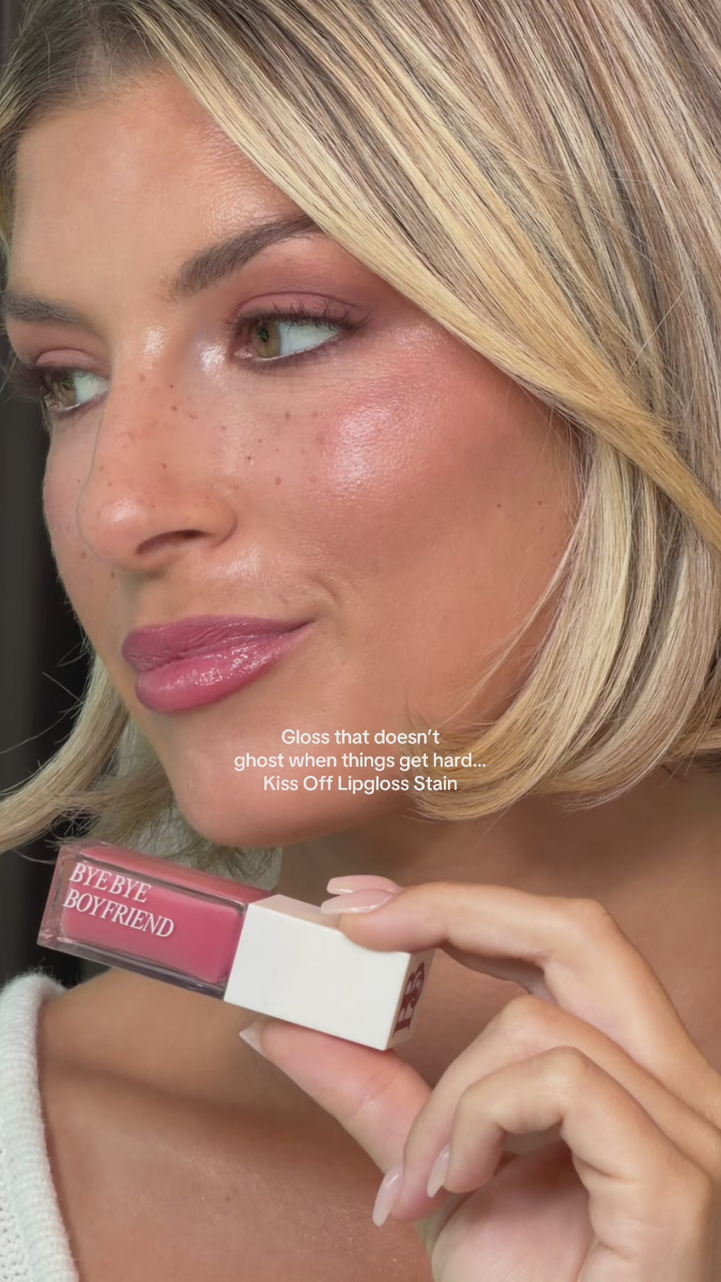 KISS OFF Glossy Lip Stain — Soft Launch