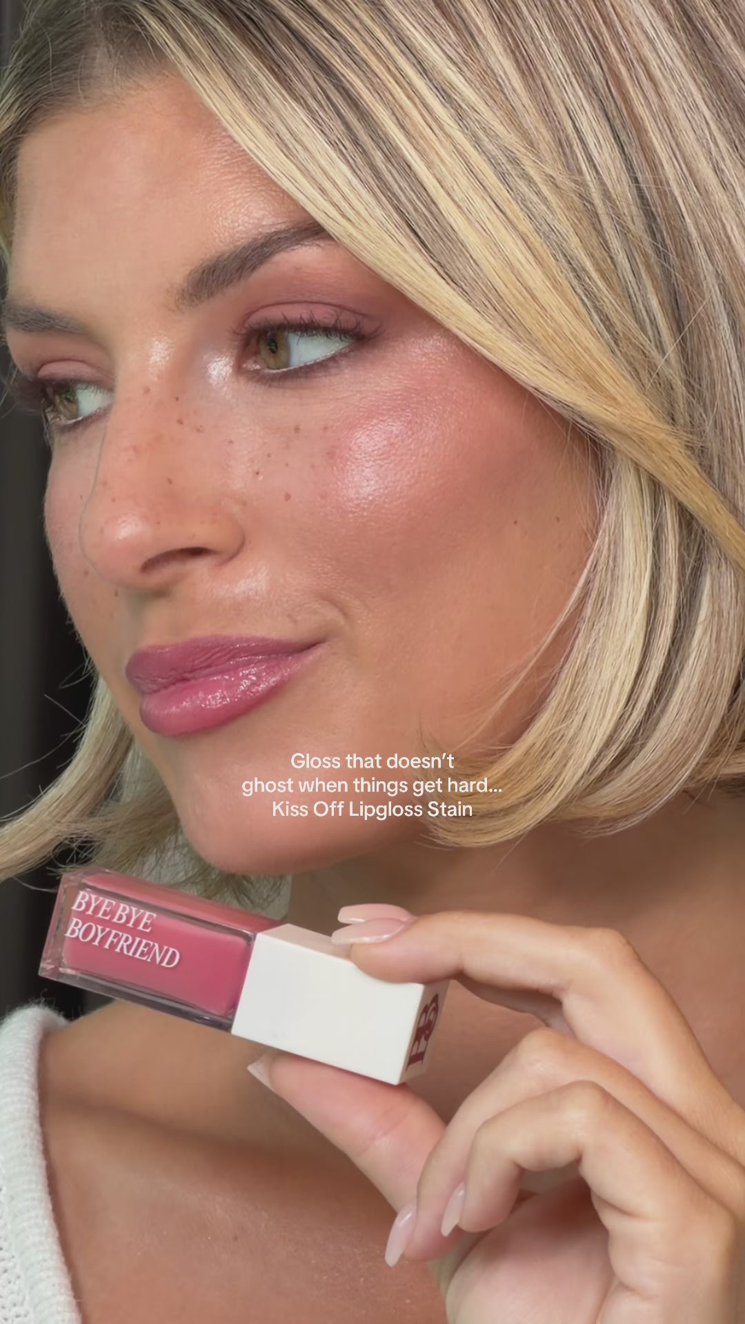 KISS OFF Glossy Lip Stain — Soft Launch